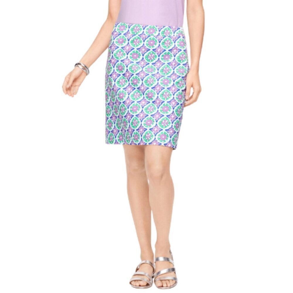Talbots Womens Petite 8P Canvas A-Line Skirt in Medallion